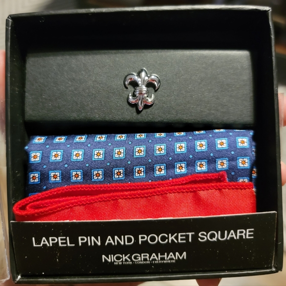 Nick Graham Other - Nick Graham Mens Lapel Pin & Pocket Square Gift Set Msrp $59.50 NWT